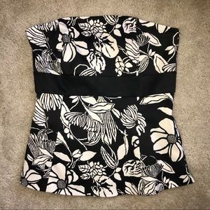 WHBM Floral Black & White Bustier - Size 0